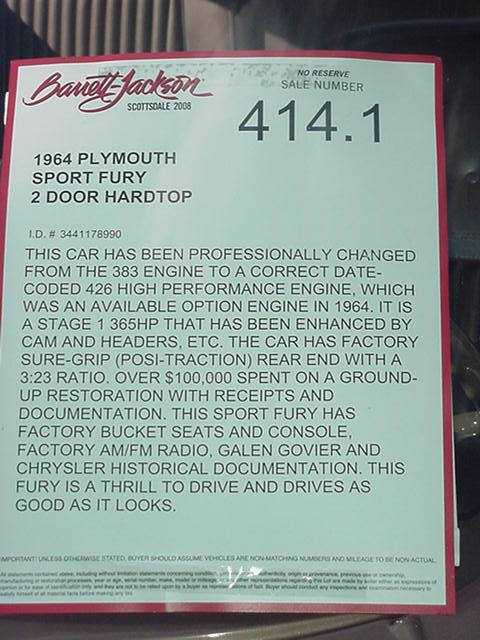 1964 PLYMOUTH SPORT FURY Martin's Classic Cars 